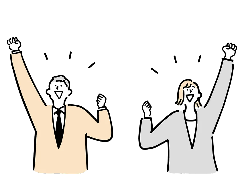 みらい社保で社会保険の悩みが解決して喜ぶ個人事業主・フリーランスのイラスト